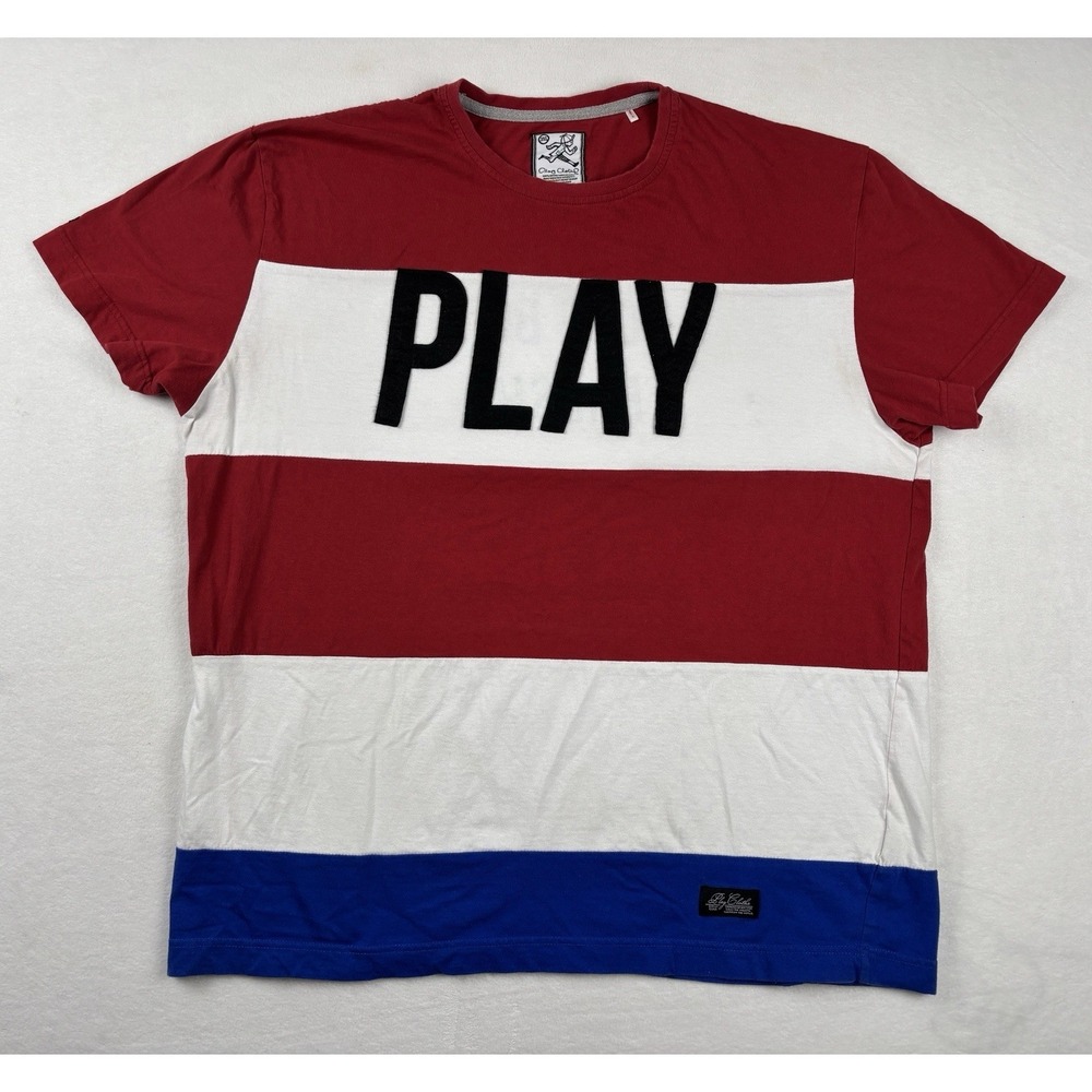 Play Cloths Velour PLAY Graphic Colorblock‎ T Shirt 3XL Red White Blue Y2K